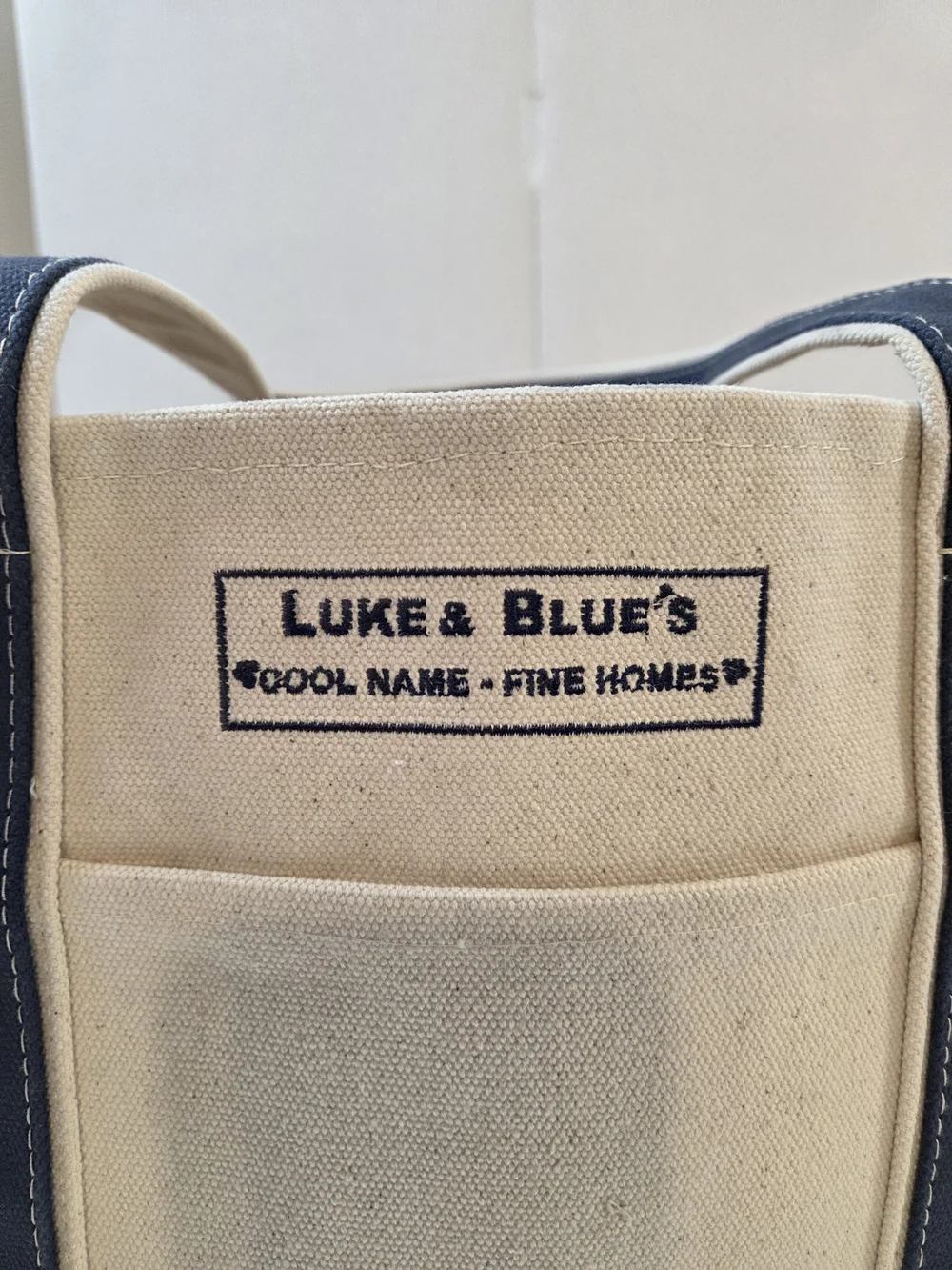Canvas Tote Bag in Natural and Navy